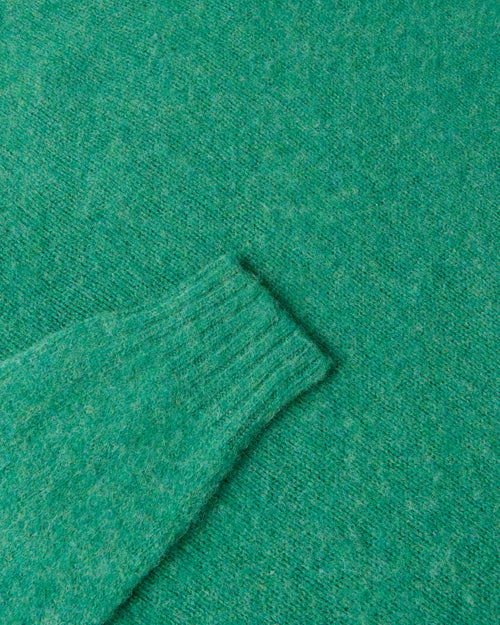 Harley of Scotland Brushed Wool Crew Neck Jumper Evergreen