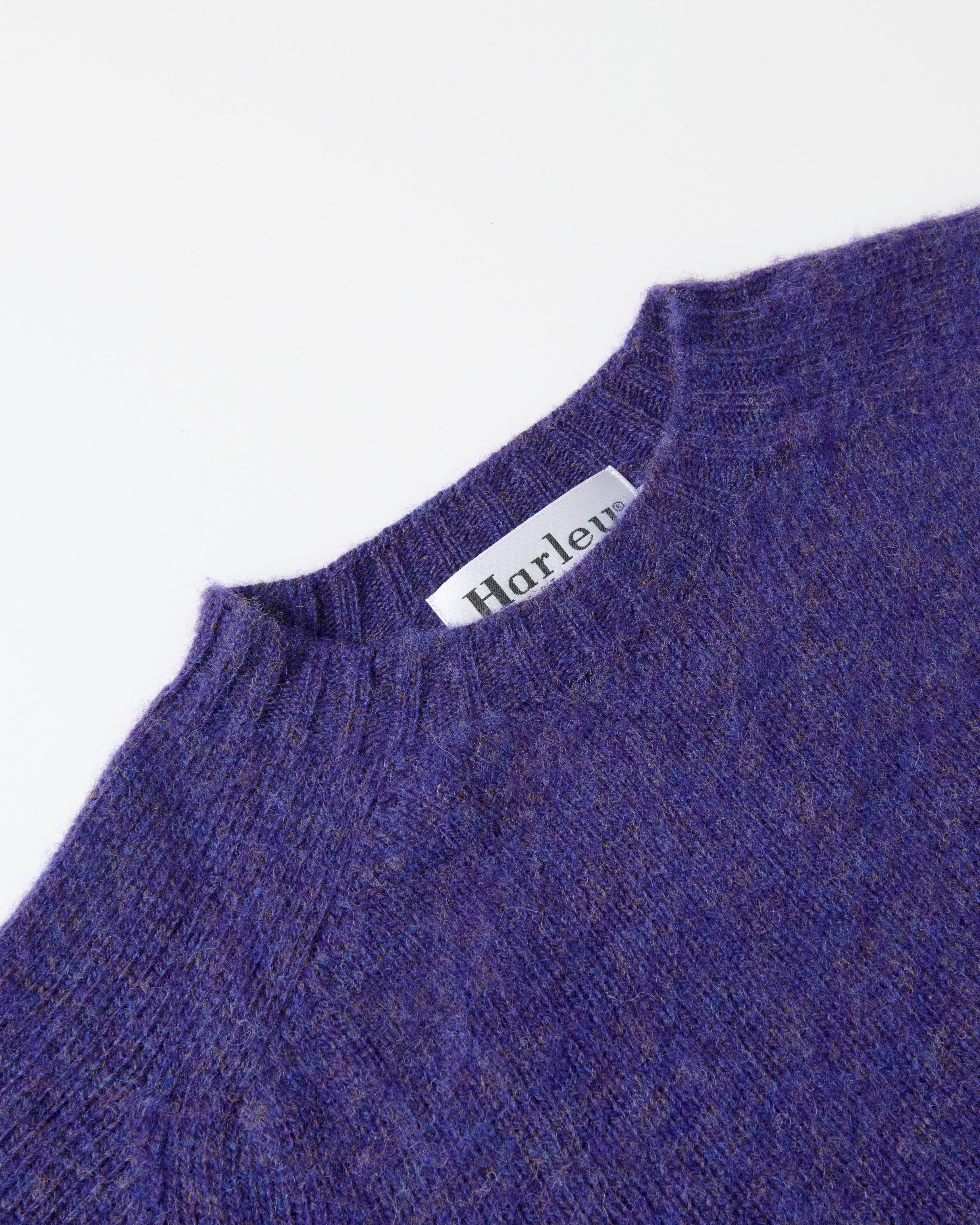 Harley of Scotland Brushed Wool Crew Neck Jumper Iris