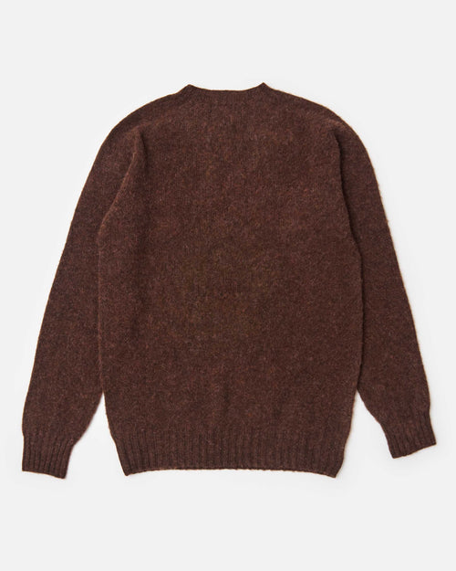 Harley of Scotland Brushed Wool Crew Neck Jumper Marron