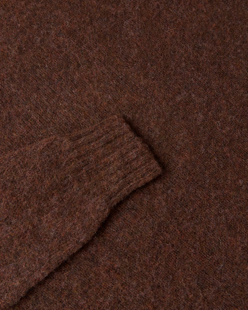 Harley of Scotland Brushed Wool Crew Neck Jumper Marron