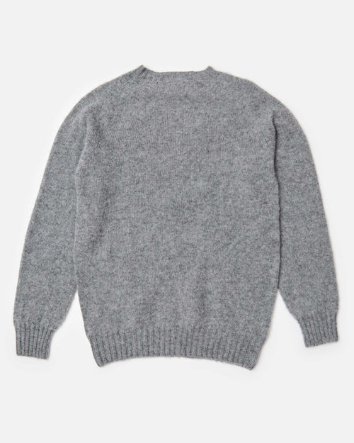 Harley of Scotland Brushed Wool Crew Neck Jumper Mid Grey