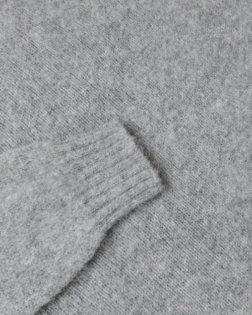 Harley of Scotland Brushed Wool Crew Neck Jumper Mid Grey