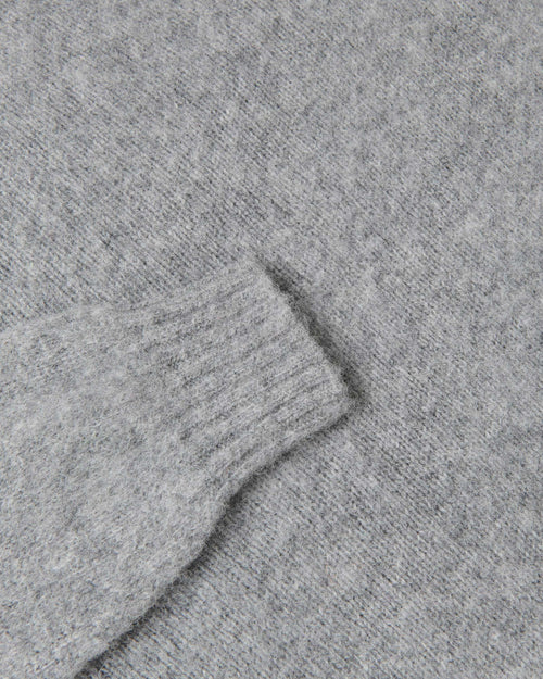 Harley of Scotland Brushed Wool Roll Neck Jumper Mid Grey