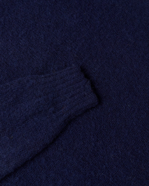 Harley of Scotland Brushed Wool Crew Neck Jumper Navy