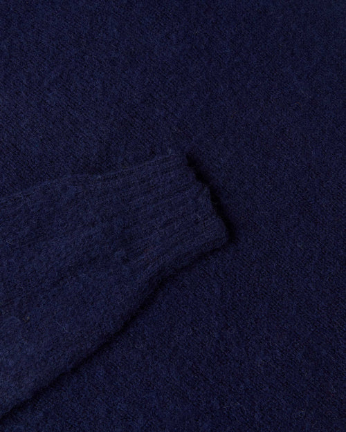 Harley of Scotland Brushed Wool Polo Collar Jumper Navy