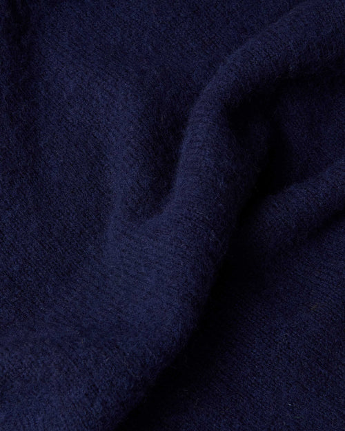 Harley of Scotland Brushed Wool Roll Neck Jumper Navy