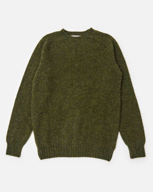Harley of Scotland Brushed Wool Crew Neck Jumper Scots Pine