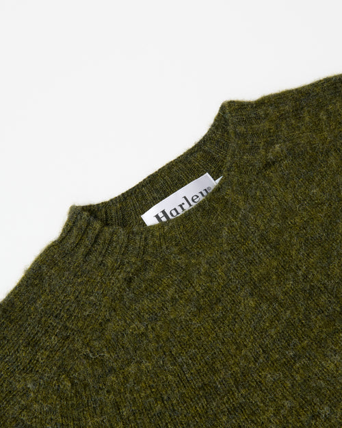Harley of Scotland Brushed Wool Crew Neck Jumper Scots Pine
