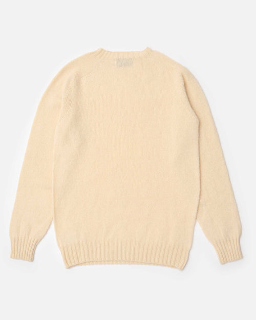 Harley of Scotland Brushed Wool Crew Neck Jumper Vanilla