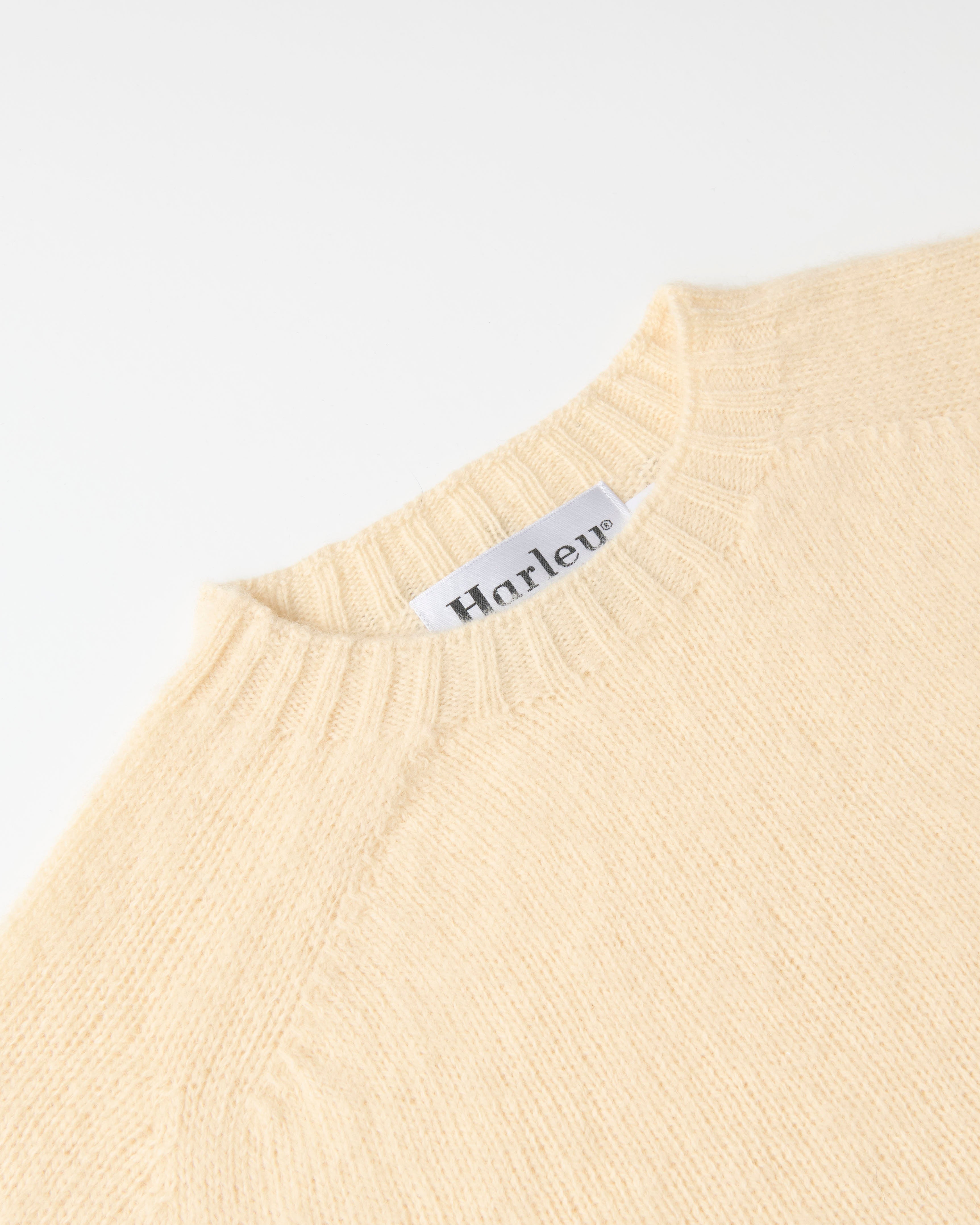 Harley of Scotland Brushed Wool Crew Neck Jumper Vanilla