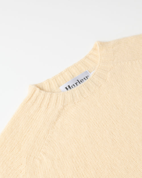 Harley of Scotland Brushed Wool Crew Neck Jumper Vanilla