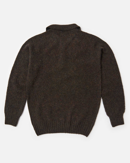 Harley of Scotland Brushed Wool Polo Collar Jumper Carob