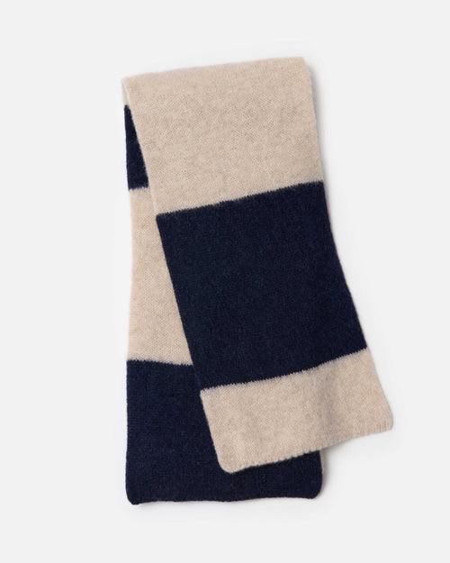 Mackie Rona Brushed Wool Scarf Navy w. Ecru