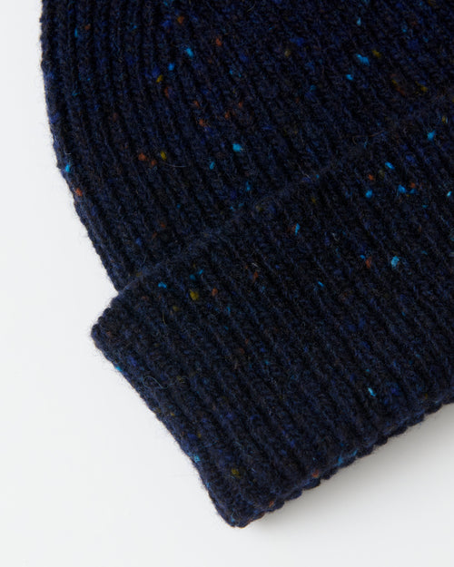 Mackie Shin Donegal Wool Beanie Hat Navy
