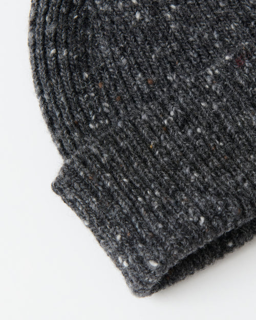 Mackie Shin Donegal Wool Beanie Hat Charcoal
