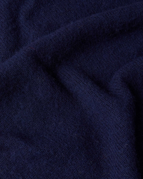 Harley of Scotland Brushed Wool Polo Collar Jumper Navy