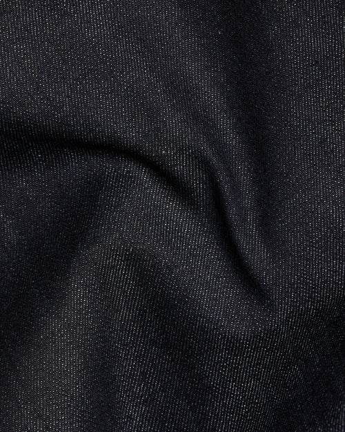 Close-up of denim fabric on blue Kamakura Take Ivy jeans