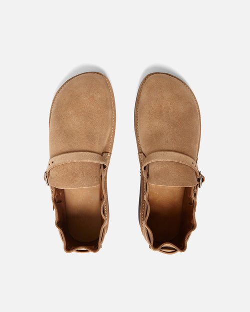 Pair of Aurora Shoe Co. Middle English Marine Field shoes in brown suede with brown soles