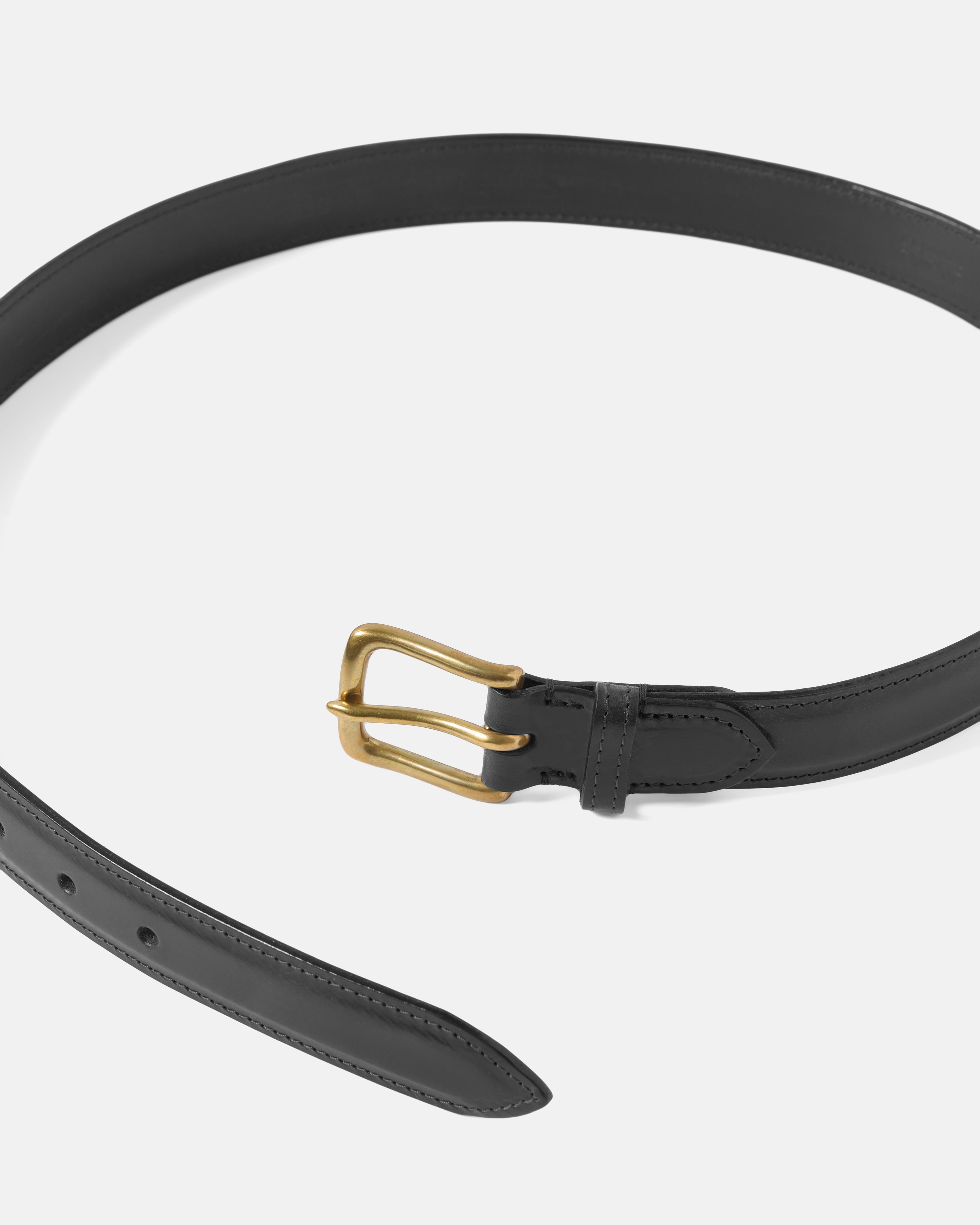 Back view of black Beorma bridle leather belt showing lining