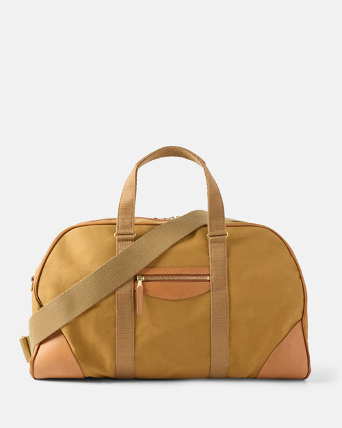 Sandstone Beorma Ness canvas leather weekend bag front view
