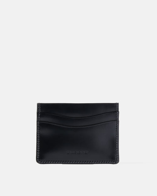 Black Beorma slimline bridle leather card case front view