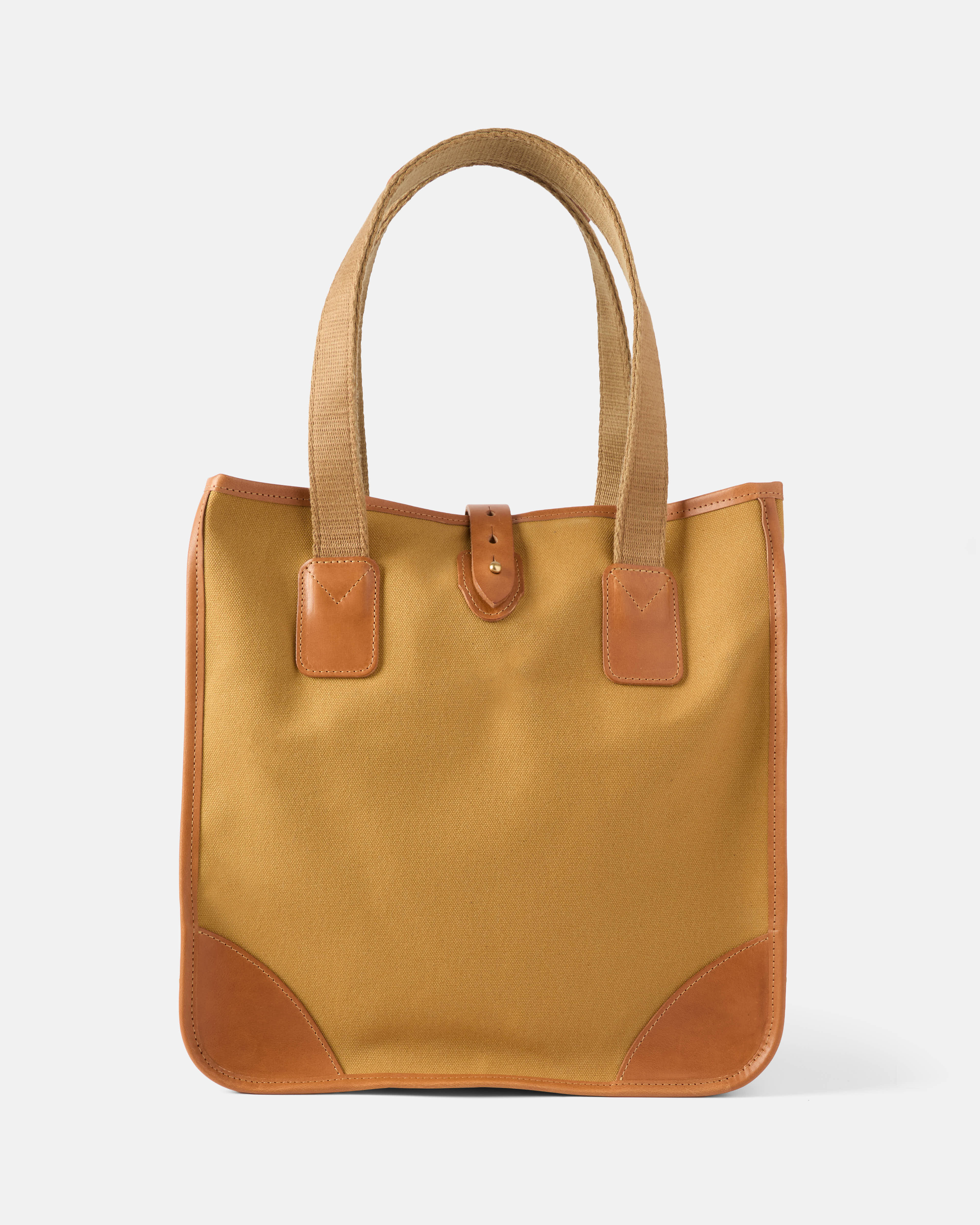 Back view of sandstone Beorma Tay canvas leather tote bag