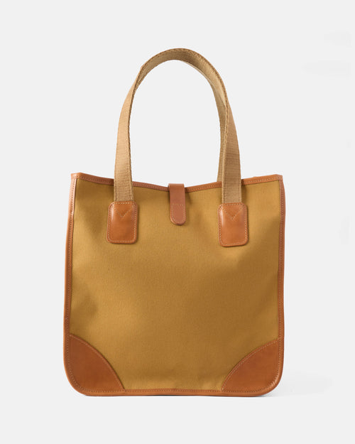 Sandstone Beorma Tay waxed canvas leather tote bag front view