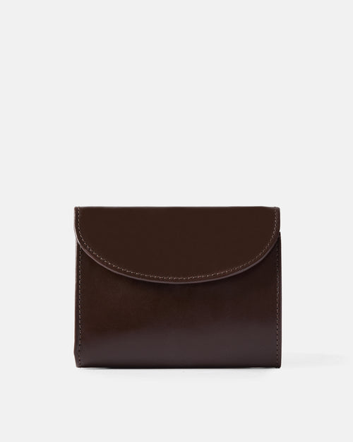 Dark brown Beorma Wentworth bridle leather 3-fold purse front view