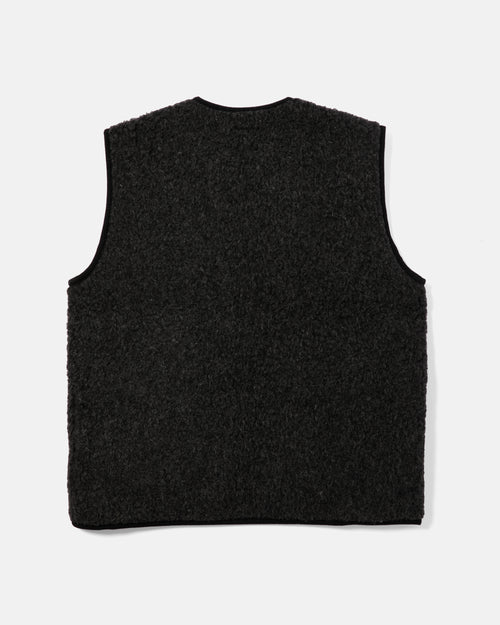 Back view of black Coldbreaker Pepitco wool fleece gilet