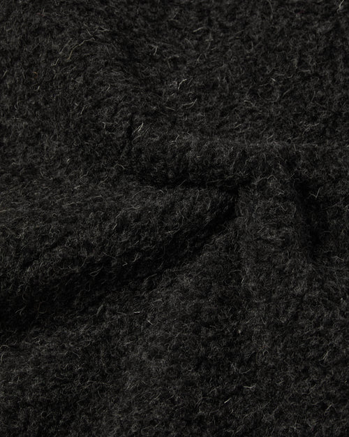 Close-up of wool fleece fabric on black Coldbreaker gilet