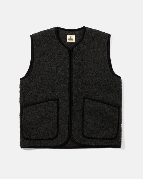 Black Coldbreaker Pepitco wool fleece gilet front view