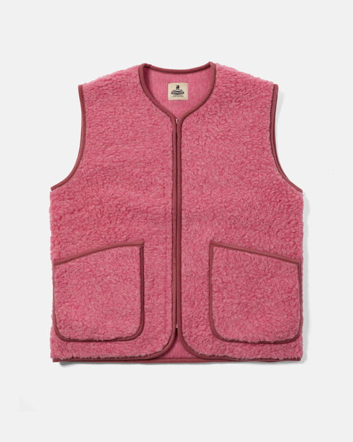 Pink Coldbreaker Pepitco wool fleece gilet front view
