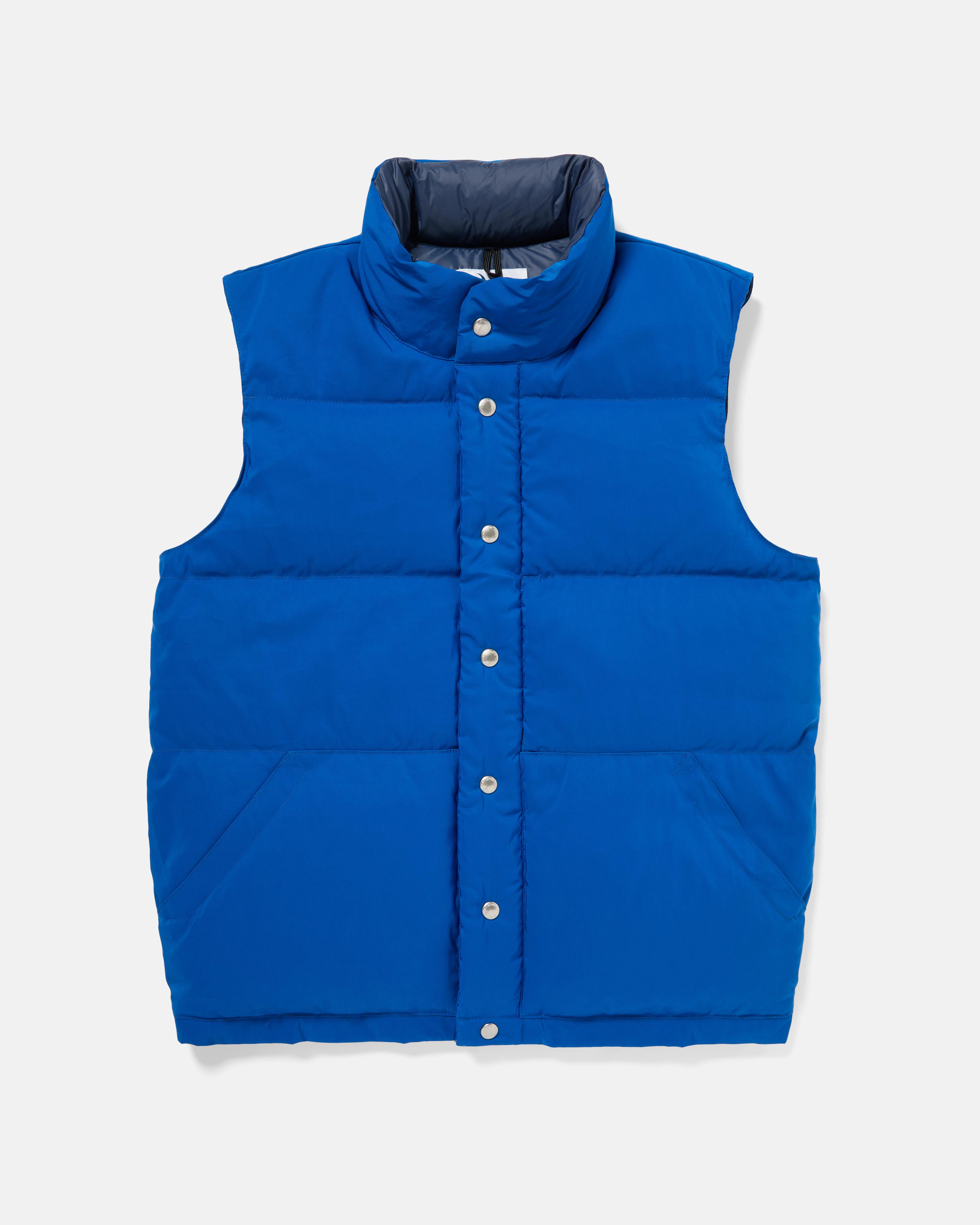 Royal blue Crescent cotton nylon down vest front view