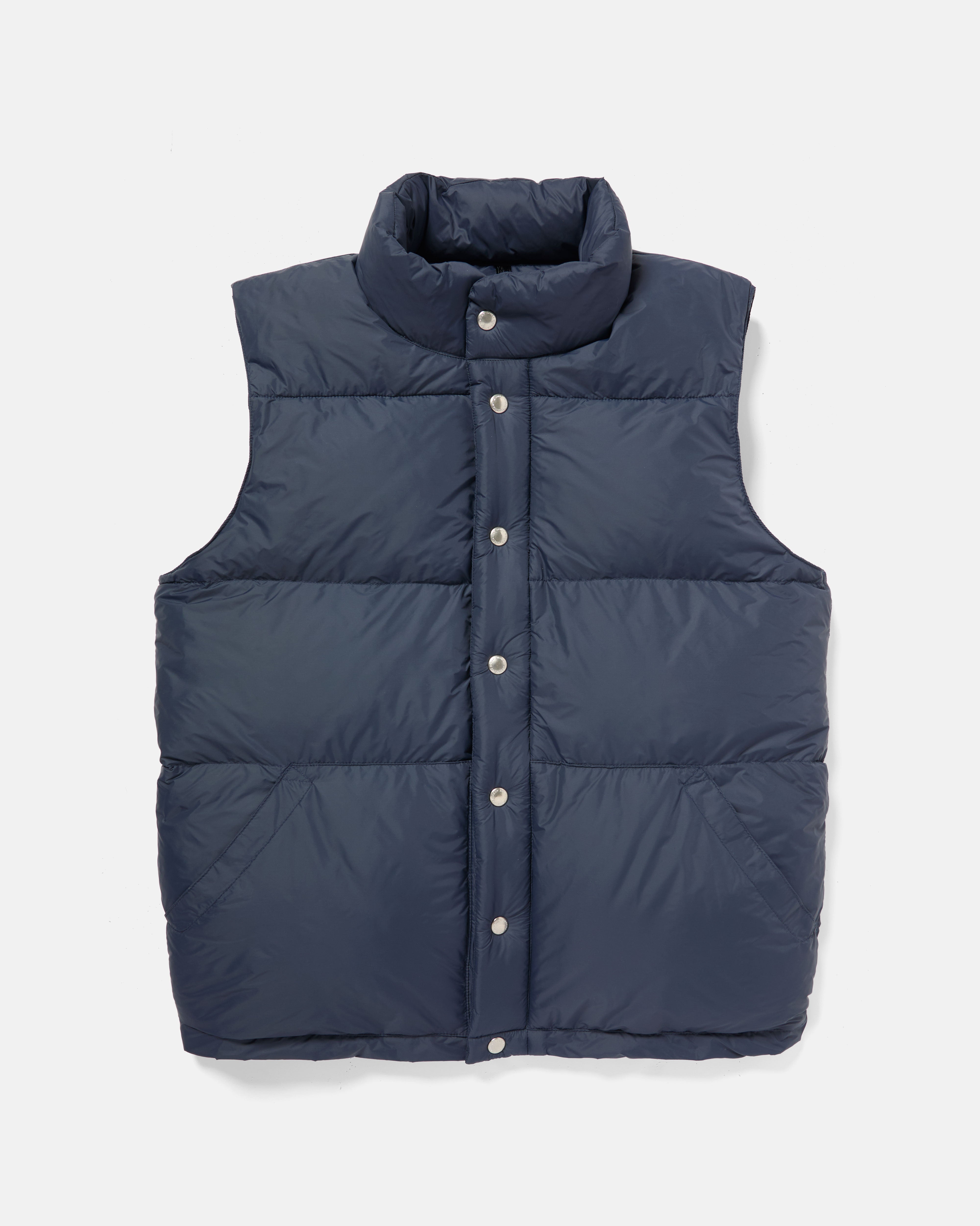 Navy Crescent nylon down vest front view