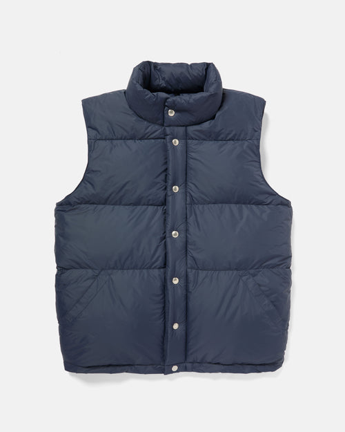 Navy Crescent nylon down vest front view