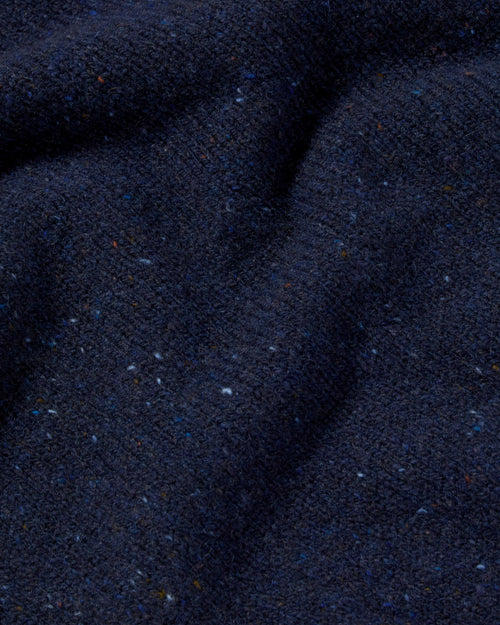 Close-up of navy Donegal wool fabric used in Harley Donegal Crew Neck