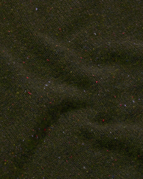 Close-up of olive Donegal wool fabric used in Harley Donegal Crew Neck