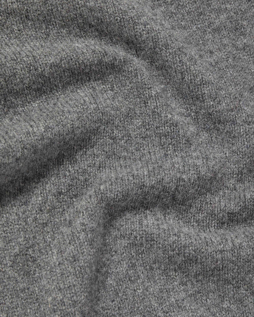 Close-up of grey superfine lambswool fabric used in Harley Superfine Lambswool Crew Neck