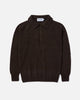 Harley of Scotland Superfine Lambswool Polo Jumper Dark Brown
