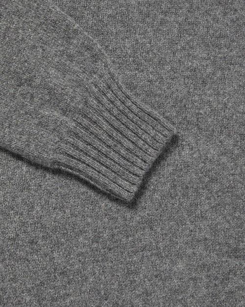 Close-up of ribbed cuff detail on grey Harley Superfine Lambswool Polo