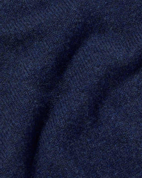 Close-up of navy superfine lambswool fabric used in Harley Superfine Lambswool Polo