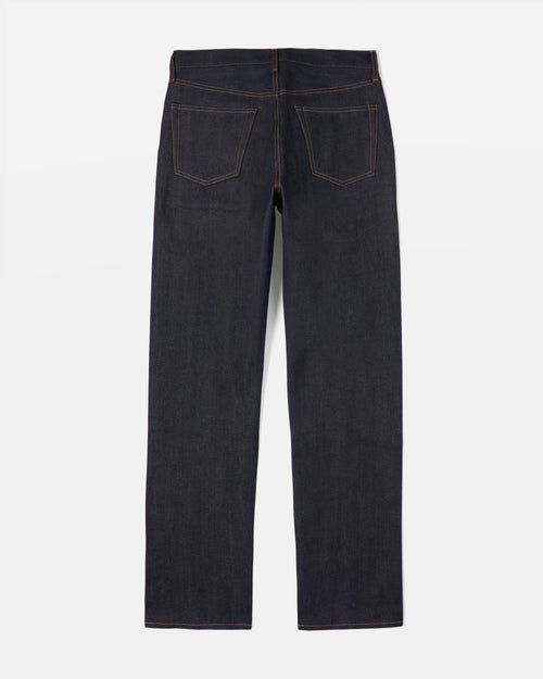 Back view of blue Kamakura Take Ivy selvedge denim jeans