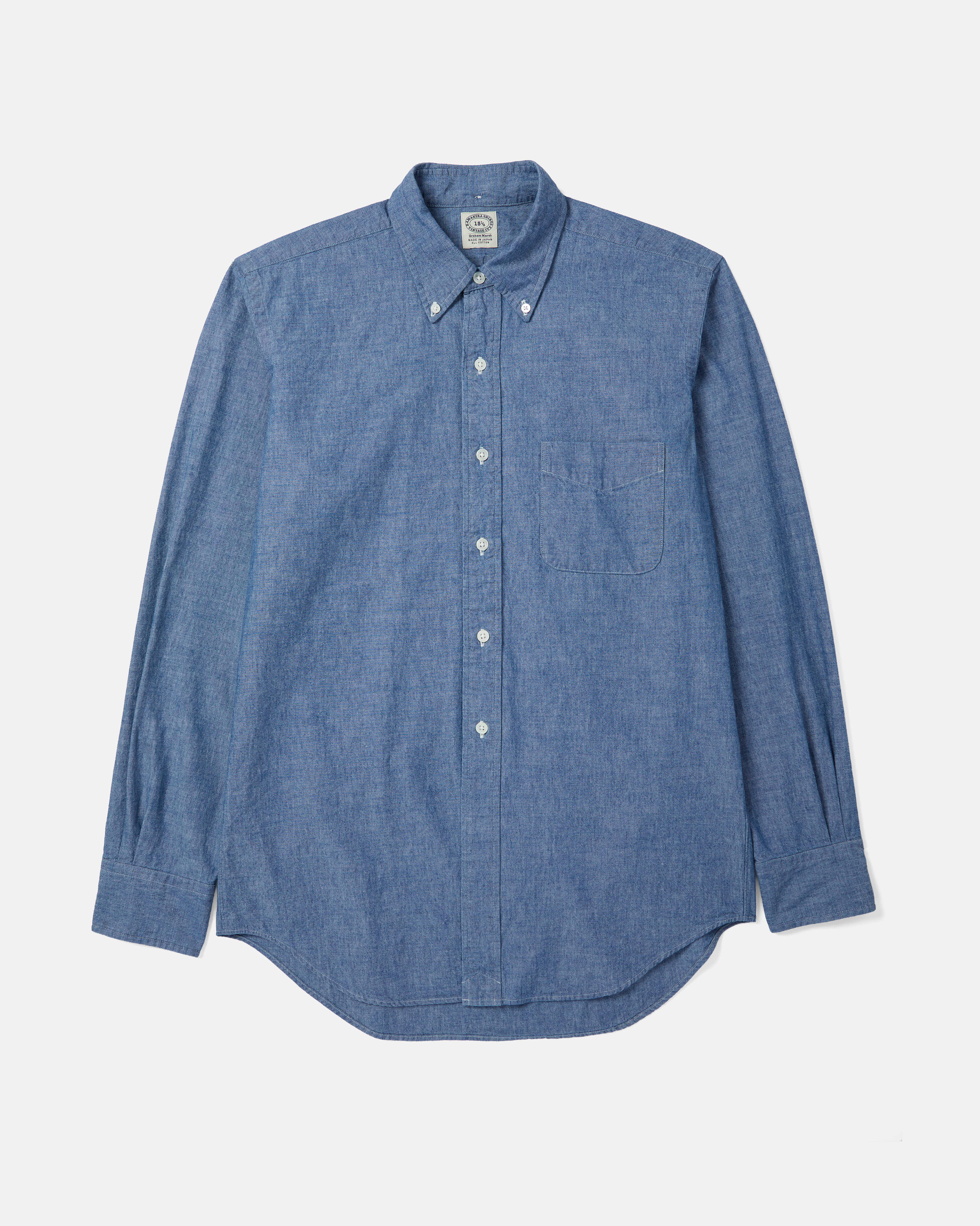 Blue Kamakura Vintage Ivy chambray button-down shirt front view