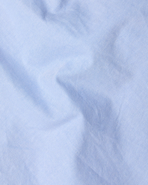 Close-up of blue Oxford cotton fabric used in Kamakura Vintage Ivy button-down shirt