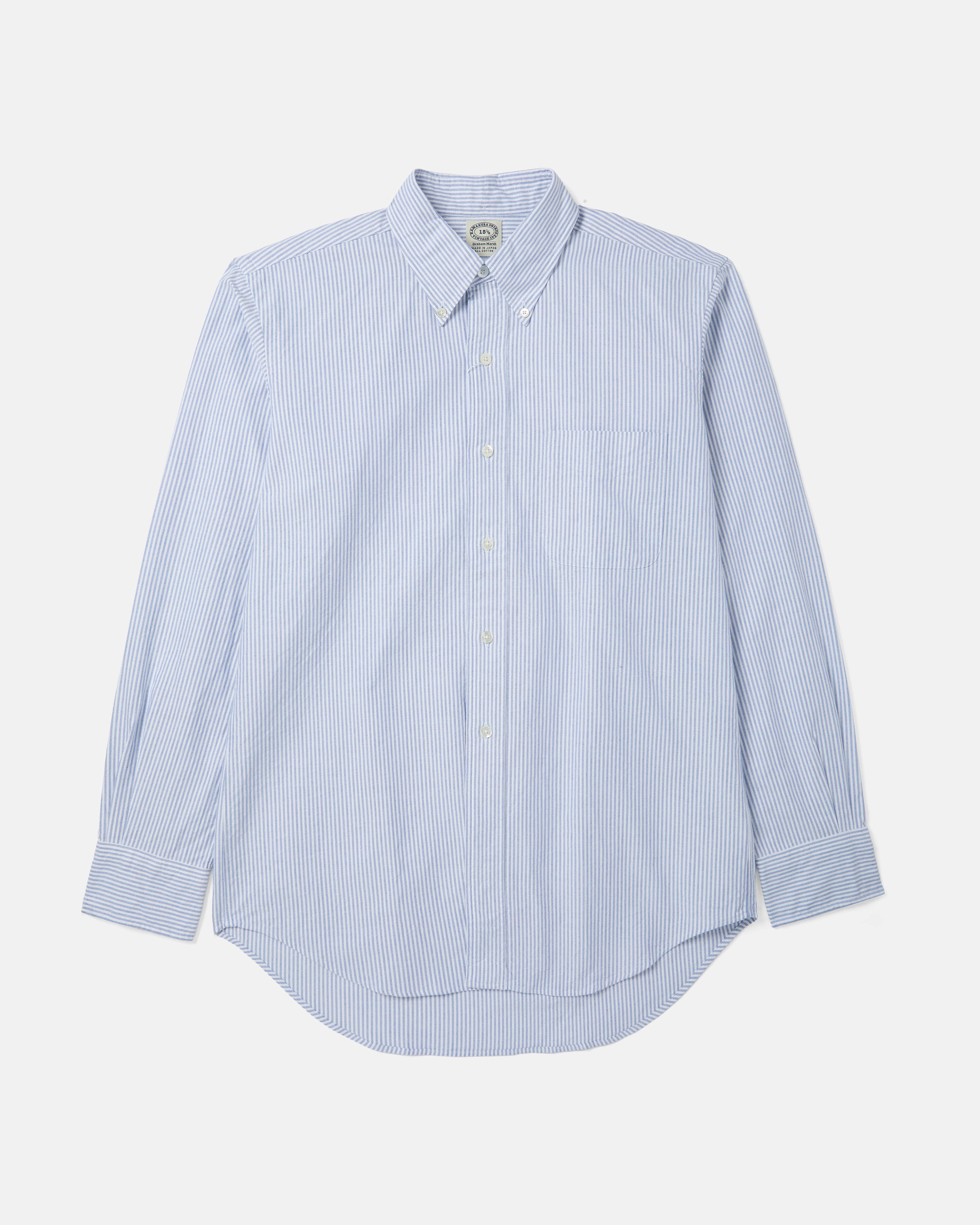 Blue striped Kamakura Vintage Ivy Oxford button-down shirt front view