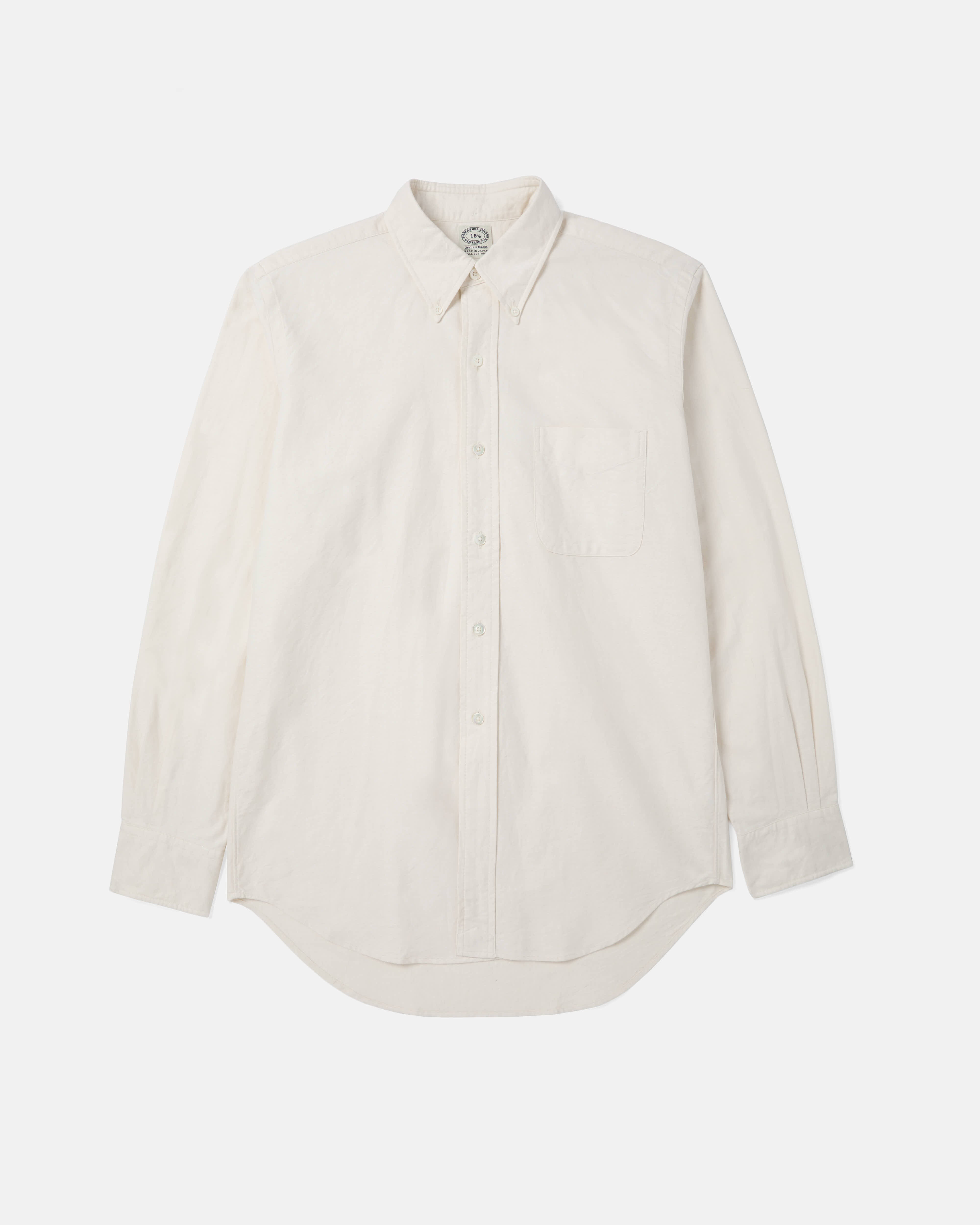 Ecru Kamakura Vintage Ivy Oxford button-down shirt front view