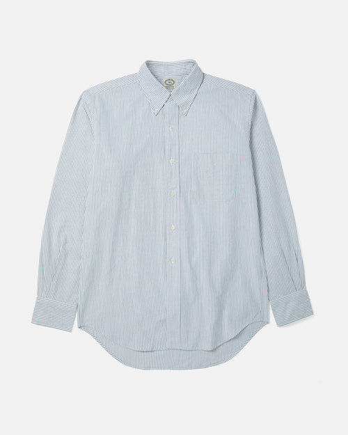 Green striped Kamakura Vintage Ivy Oxford button-down shirt front view