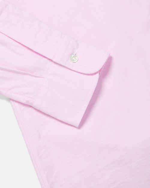 Close-up of cuff detail on pink Kamakura Vintage Ivy Oxford shirt
