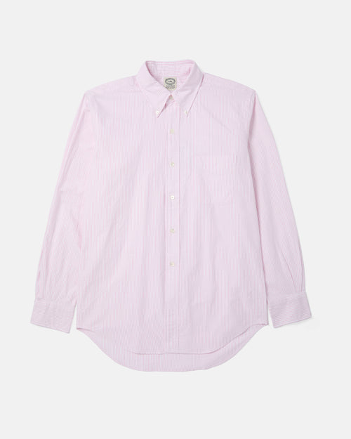 Pink striped Kamakura Vintage Ivy Oxford button-down shirt front view
