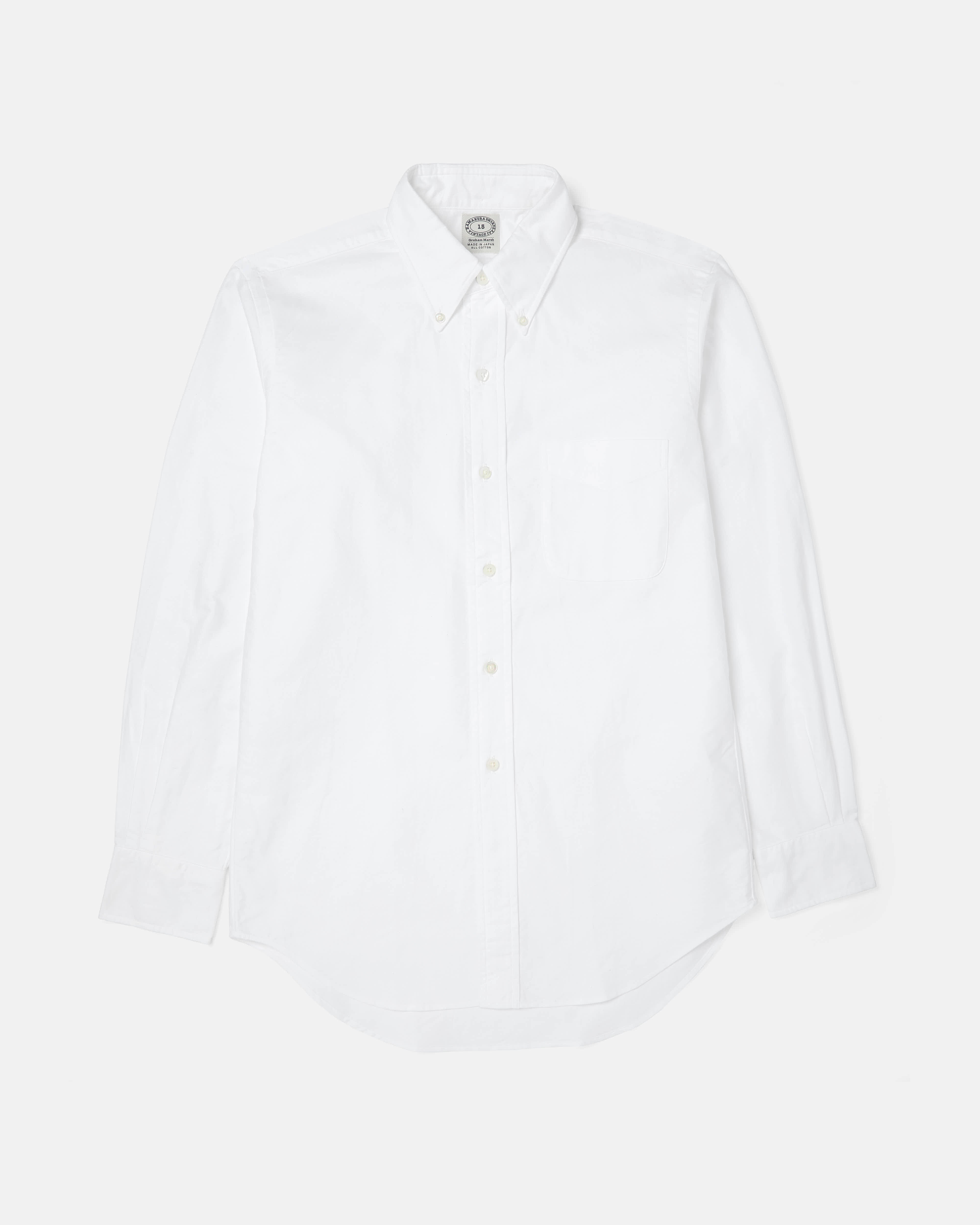 White Kamakura Vintage Ivy Oxford shirt front view